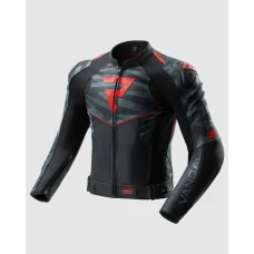 Куртка кожаная REBELHORN VANDAL 2 BLACK GREY FLUO RED