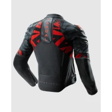 Куртка кожаная REBELHORN VANDAL 2 BLACK GREY FLUO RED