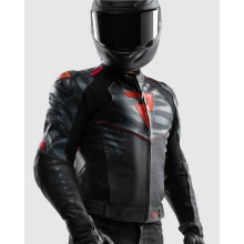 Куртка кожаная REBELHORN VANDAL 2 BLACK GREY FLUO RED