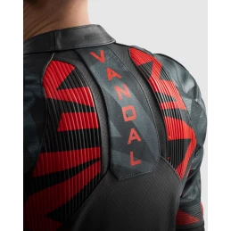 Куртка кожаная REBELHORN VANDAL 2 BLACK GREY FLUO RED