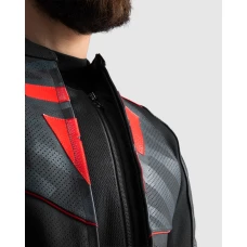Куртка кожаная REBELHORN VANDAL 2 BLACK GREY FLUO RED