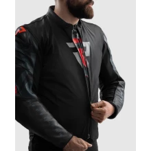 Куртка кожаная REBELHORN VANDAL 2 BLACK GREY FLUO RED