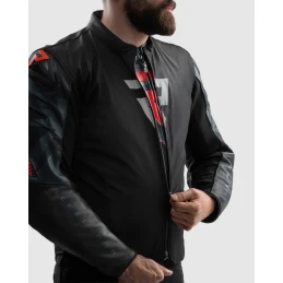 Куртка кожаная REBELHORN VANDAL 2 BLACK GREY FLUO RED