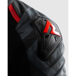 Куртка кожаная REBELHORN VANDAL 2 BLACK GREY FLUO RED