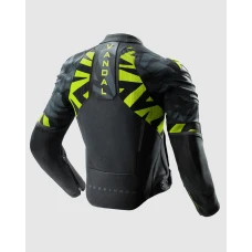 Куртка кожаная REBELHORN VANDAL 2 BLACK GREY FLUO YELLOW