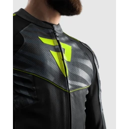 Куртка кожаная REBELHORN VANDAL 2 BLACK GREY FLUO YELLOW