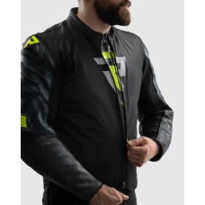Куртка кожаная REBELHORN VANDAL 2 BLACK GREY FLUO YELLOW