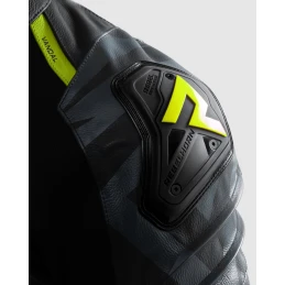 Куртка кожаная REBELHORN VANDAL 2 BLACK GREY FLUO YELLOW