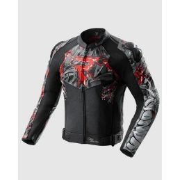 Куртка кожаная REBELHORN VANDAL 2 CRUZE BLACK DARK GREY RED