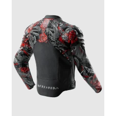 Куртка кожаная REBELHORN VANDAL 2 CRUZE BLACK DARK GREY RED