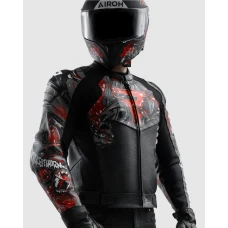 Куртка кожаная REBELHORN VANDAL 2 CRUZE BLACK DARK GREY RED