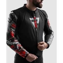 Куртка кожаная REBELHORN VANDAL 2 CRUZE BLACK DARK GREY RED