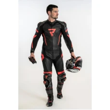 Куртка кожаная REBELHORN REBEL BLACK/FLO RED
