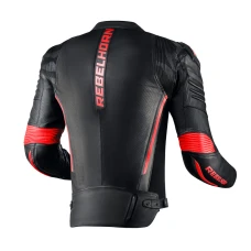 Куртка кожаная REBELHORN VANDAL BLACK/FLO RED
