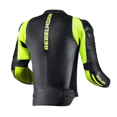 Куртка кожаная REBELHORN VANDAL BLACK/FLO YELLOW
