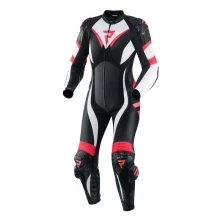 Комбинезон кожаный REBELHORN REBEL LADY BLACK/WHITE/FLO RED