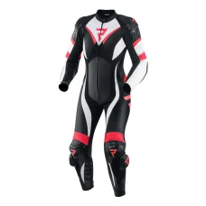 Комбинезон кожаный REBELHORN REBEL LADY BLACK/WHITE/FLO RED