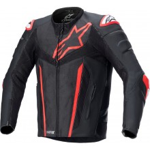 Куртка кожаная ALPINESTARS FUSION BLACK/FLUO RED