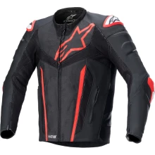 Куртка кожаная ALPINESTARS FUSION BLACK/FLUO RED