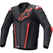Куртка кожаная ALPINESTARS FUSION BLACK/FLUO RED